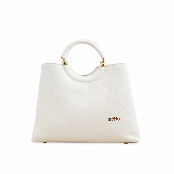 White Formal Hand Bag P36385
