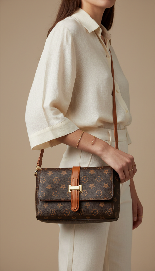 Coffee Formal Shoulder Bag For Women P36417