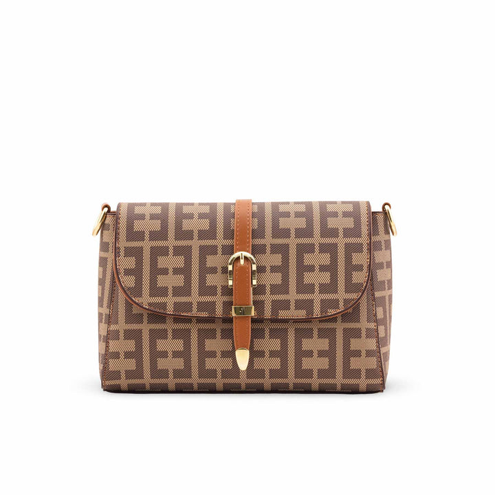 Beige Formal Shoulder Bag For Women P36418