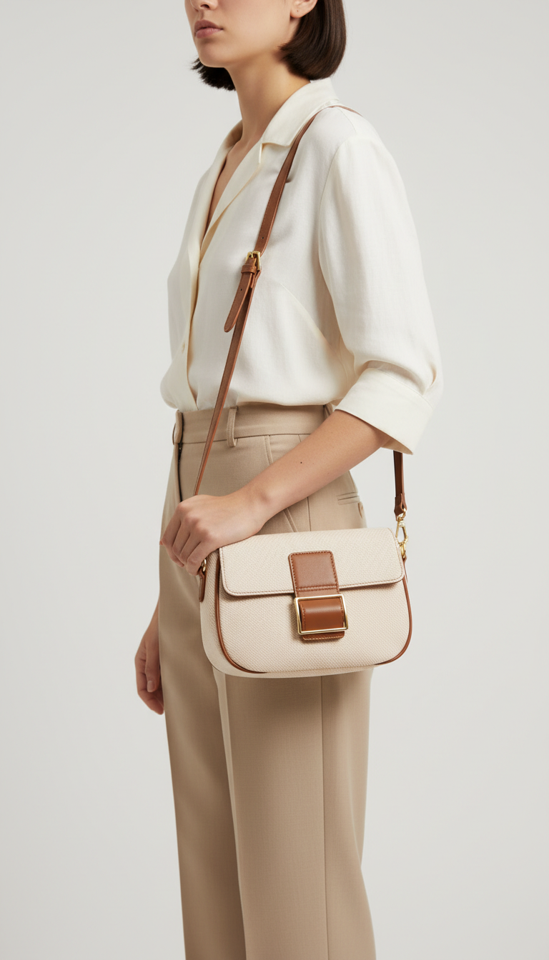 White Formal Shoulder Bag For Women P36419