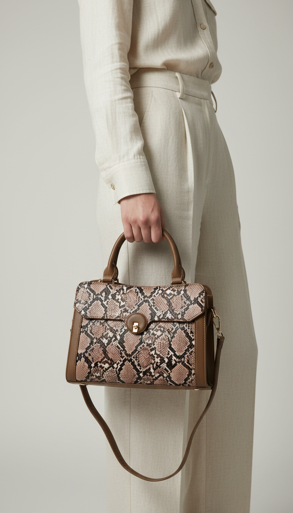 Khaki Formal Hand Bag For Women P36434