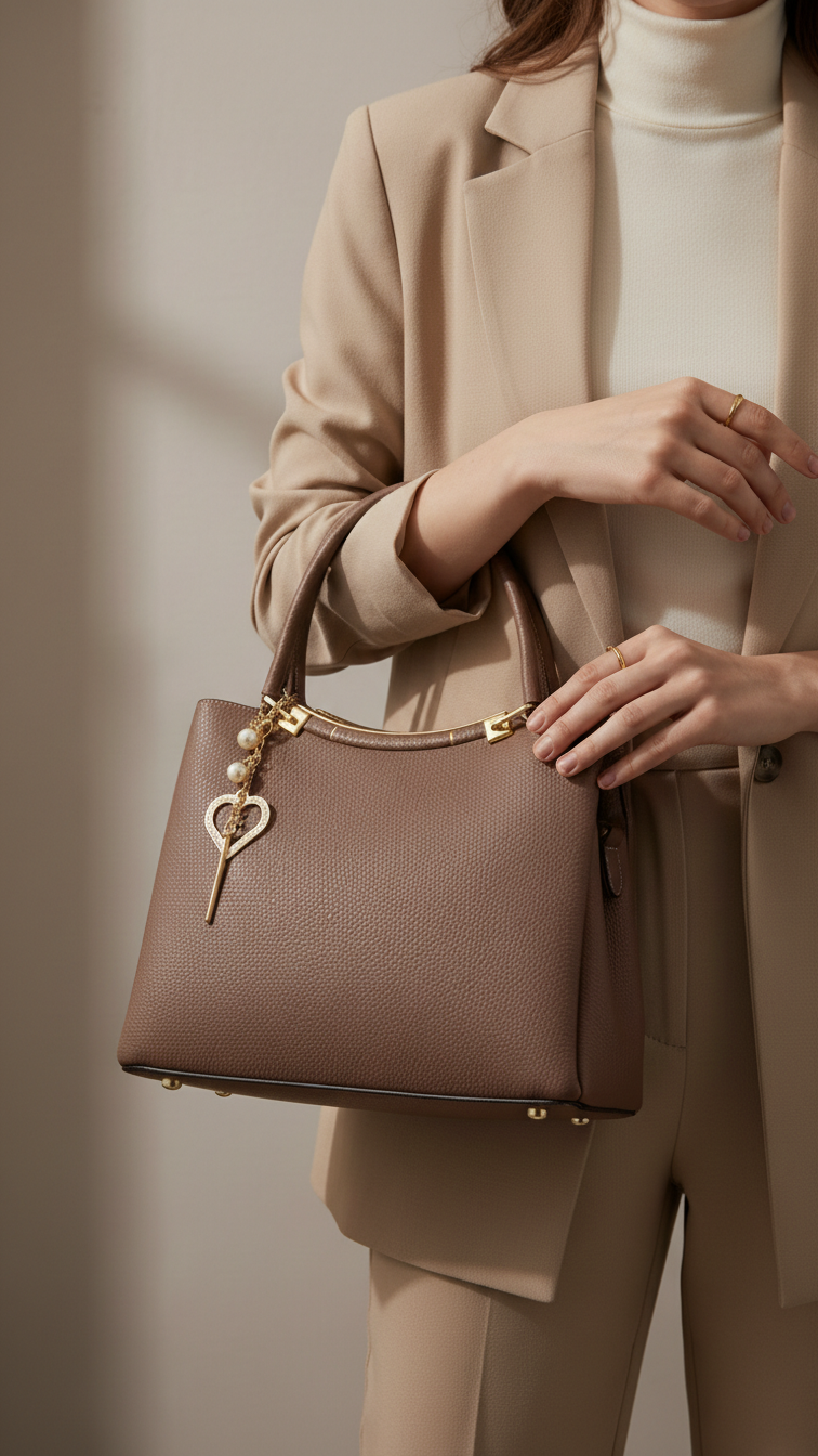 Khaki Formal Hand Bag For Women P36441