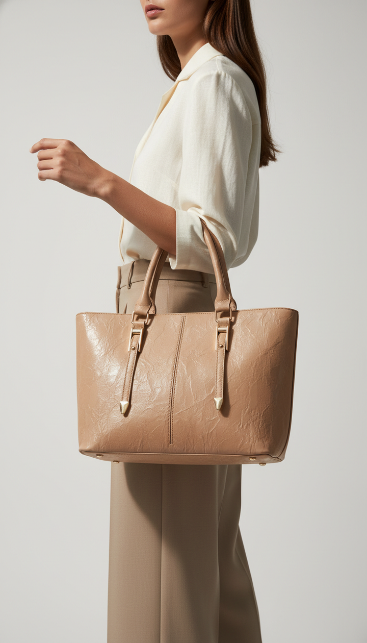 Beige Formal Shoulder Bag For Women P36453