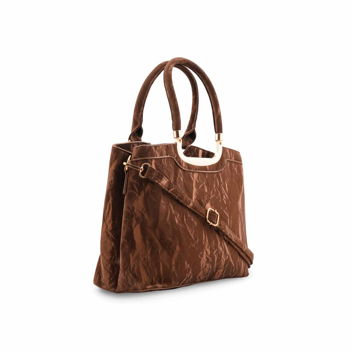 Coffee Formal Hand Bag For Ladies P36454