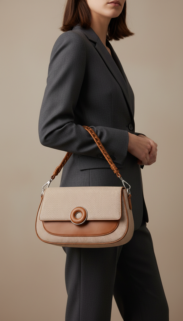Brown Formal Shoulder Bag For Ladies P36456