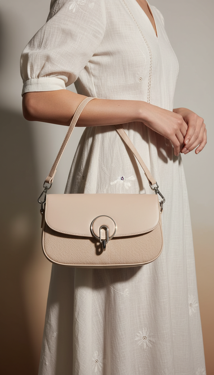 White Formal Shoulder Bag For Women P36457