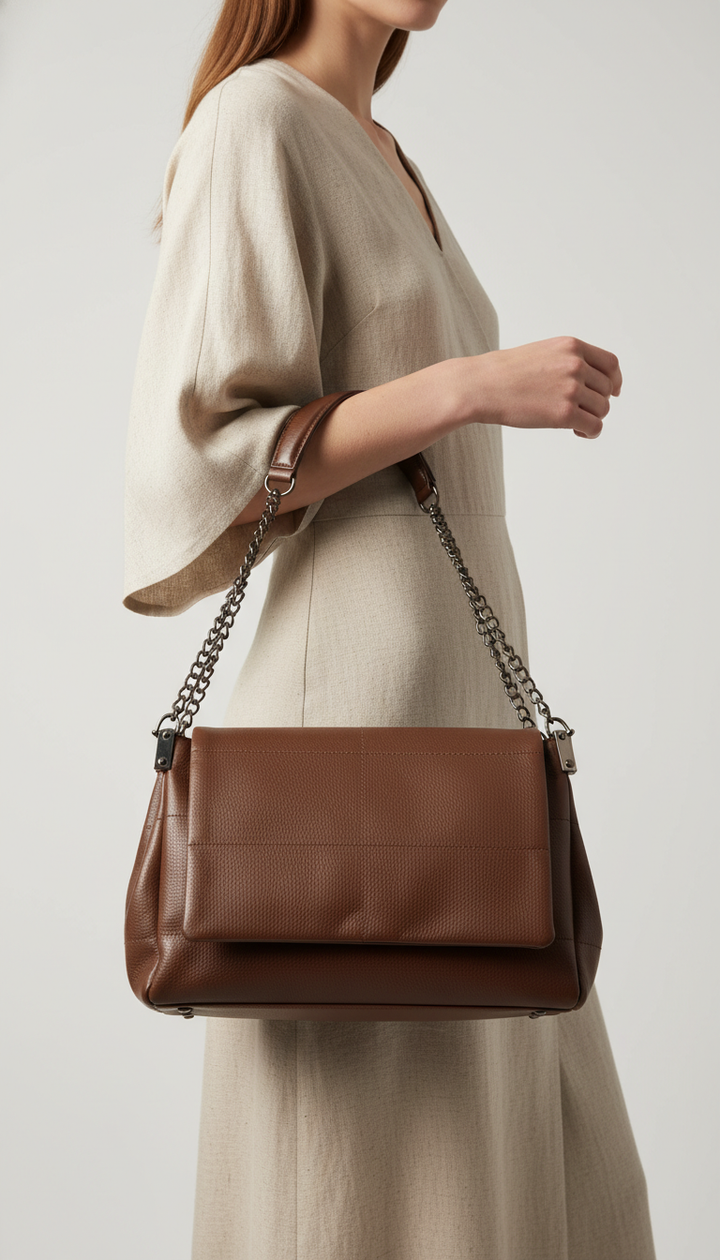 Coffee Formal Shoulder Bag For Ladies P36476