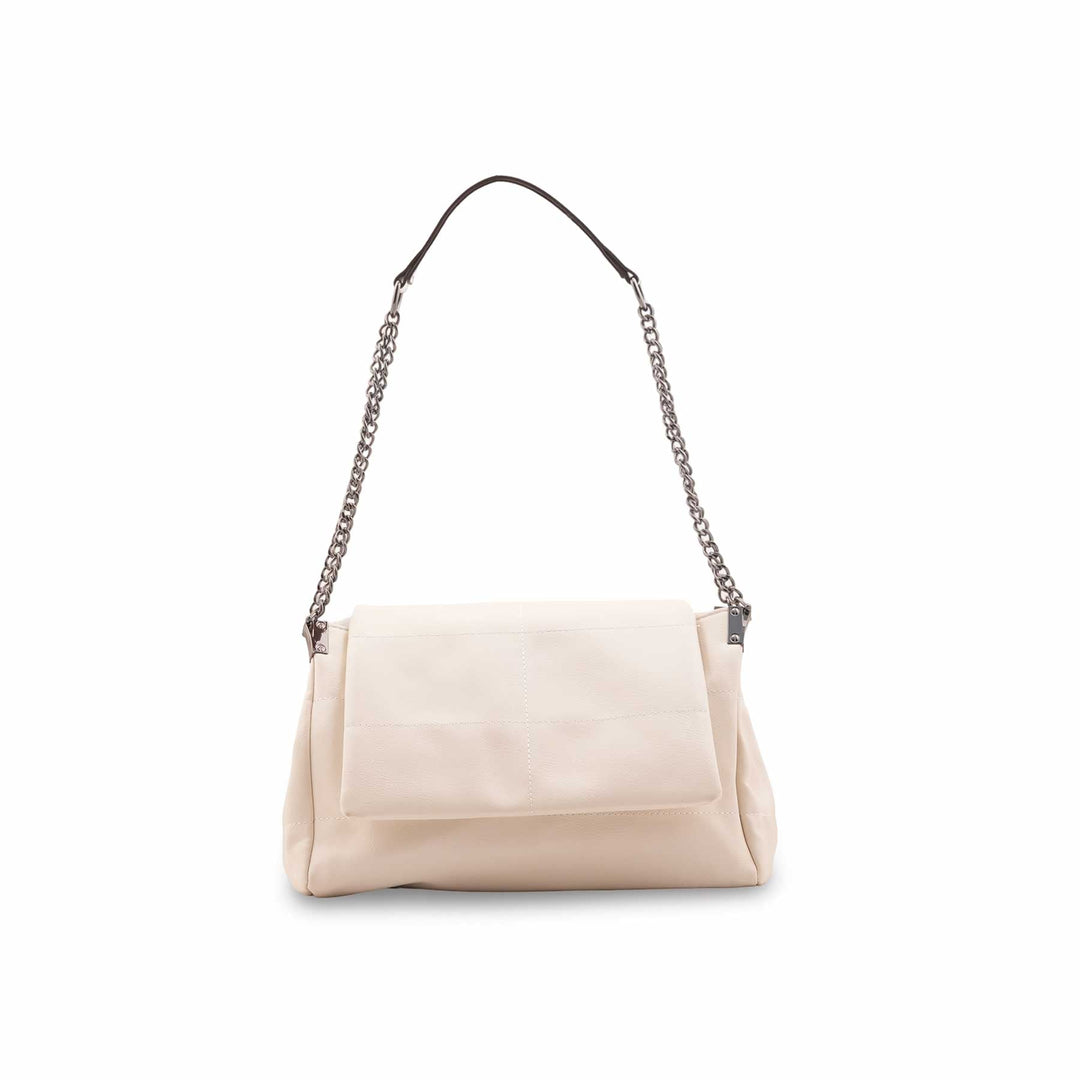 Beige Formal Shoulder Bag For Ladies P36476