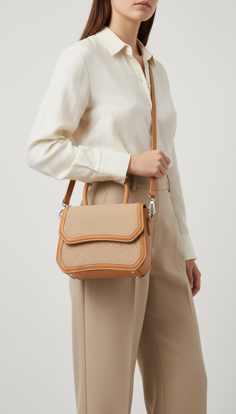 Beige Formal Shoulder Bag For Ladies P36482