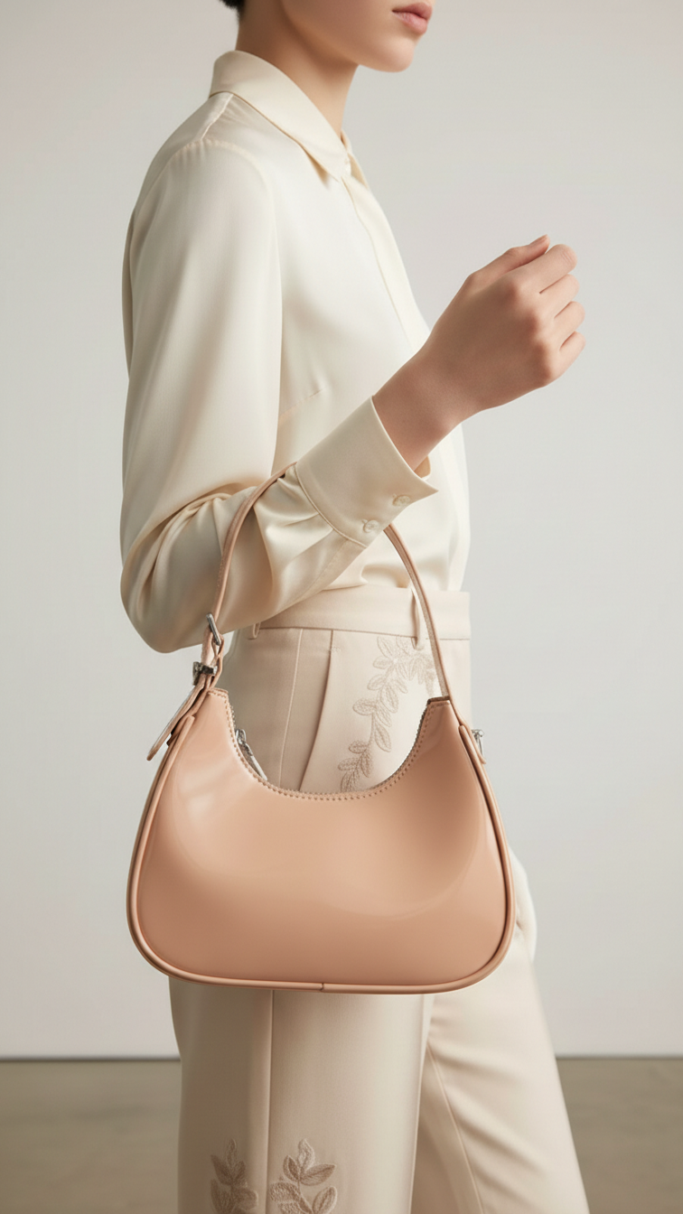 Beige Formal Shoulder Bag For Women P36486