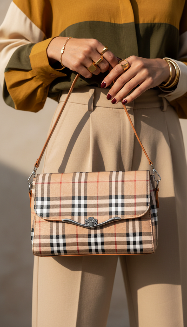 Beige Formal Shoulder Bag For Ladies P36536