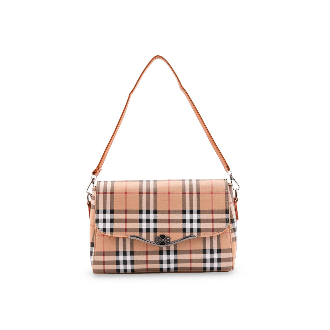 Beige Formal Shoulder Bag For Ladies P36536