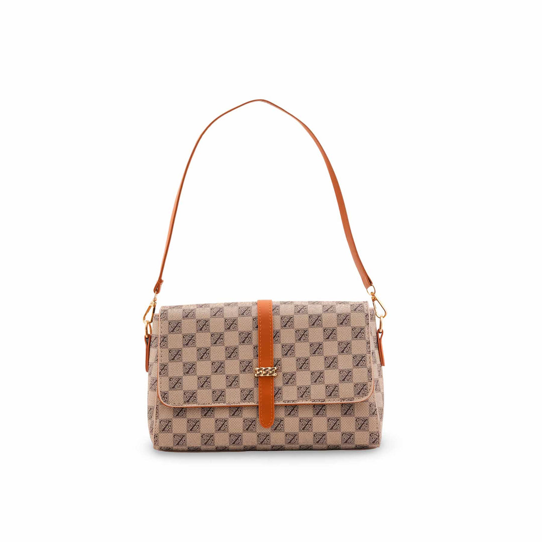 Beige Formal Shoulder Bag For Women P36539