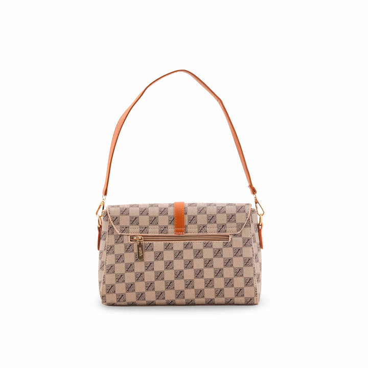 Beige Formal Shoulder Bag For Women P36539