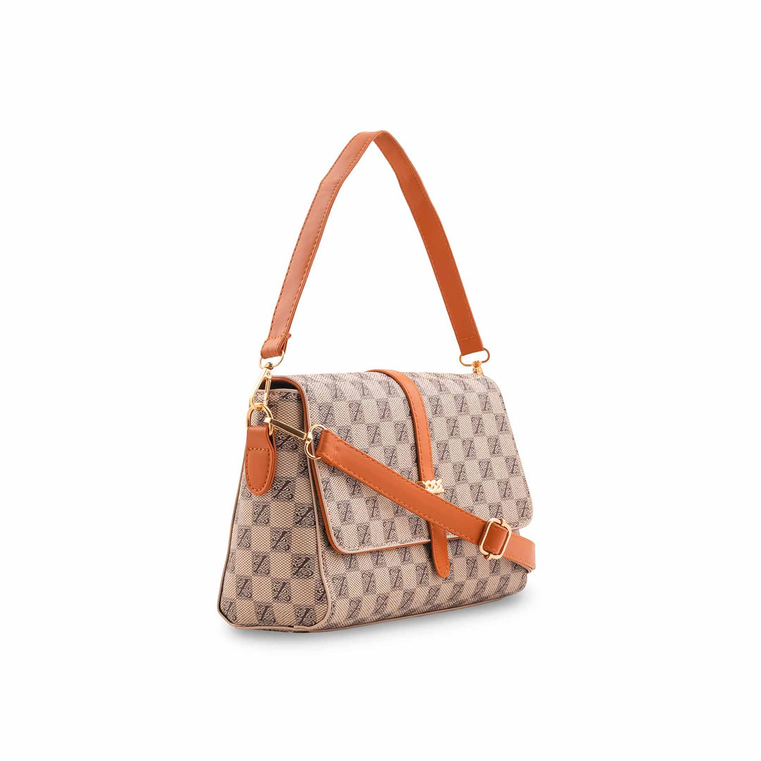 Beige Formal Shoulder Bag For Women P36539