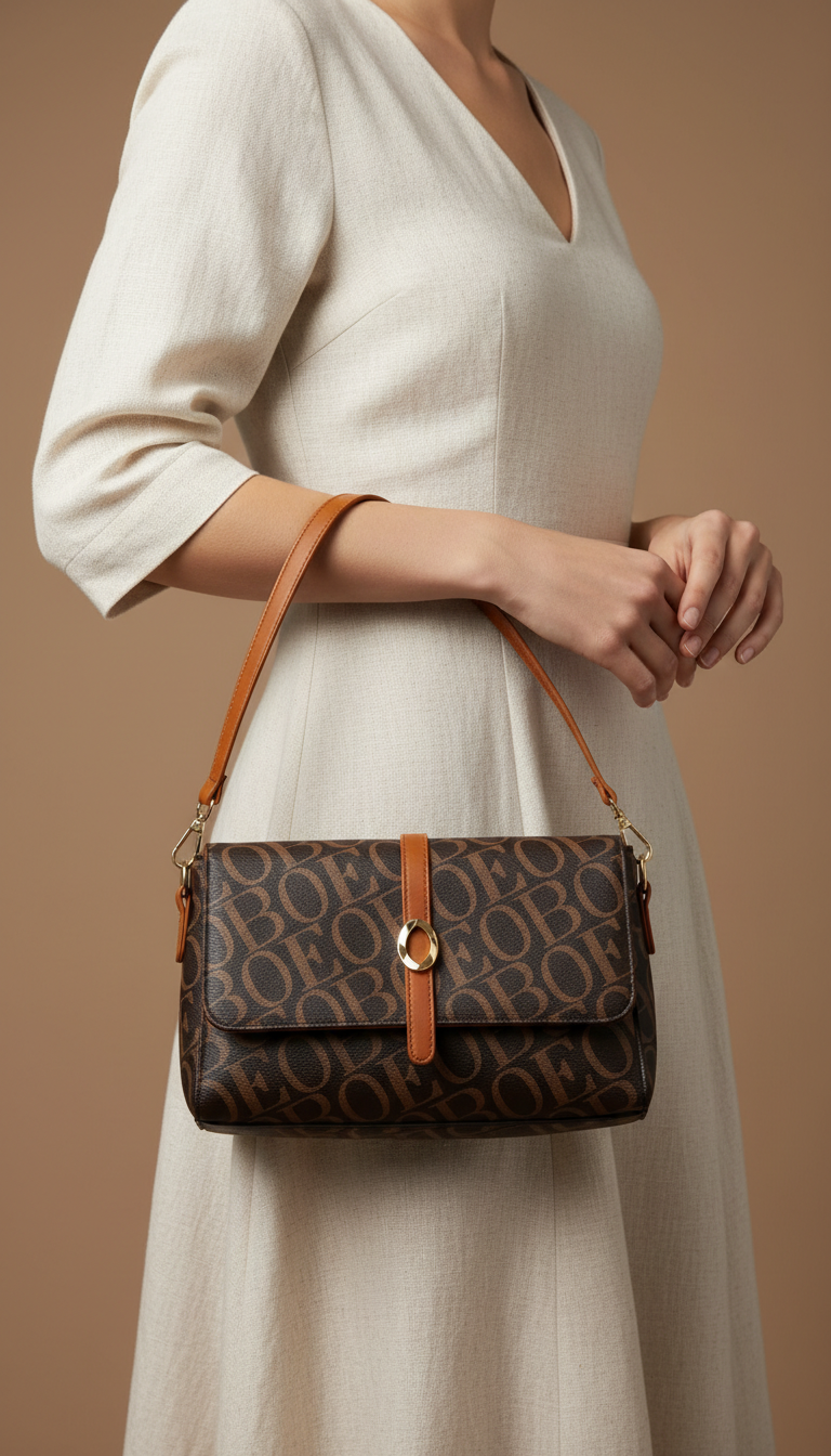 Coffee Formal Shoulder Bag For Ladies P36543