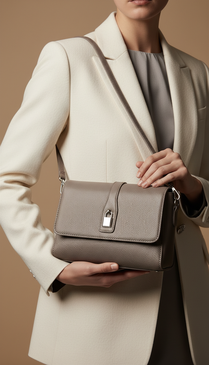 Grey Formal Shoulder Bag For Ladies P36545