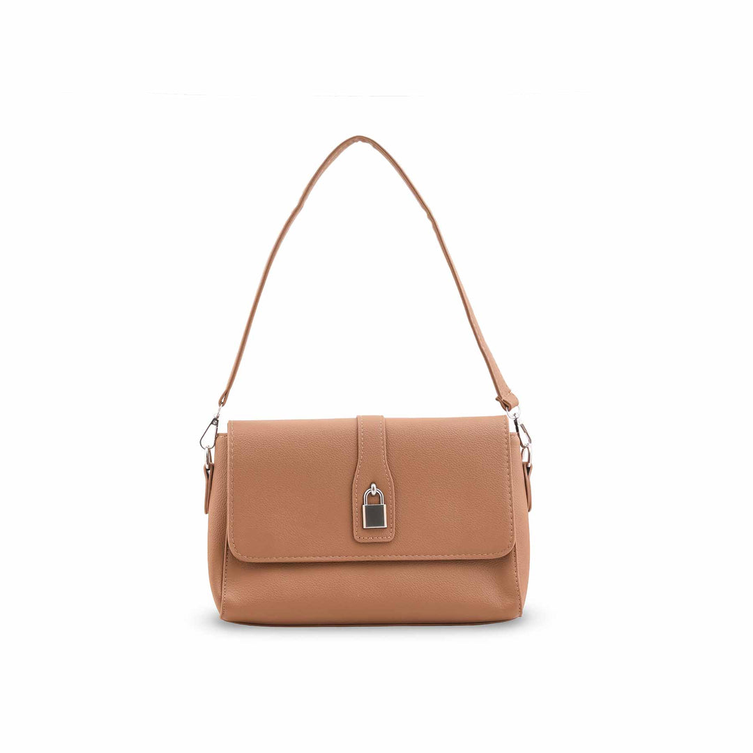 Beige Formal Shoulder Bag For Ladies P36545