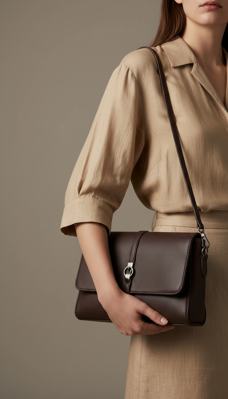 Coffee Formal Shoulder Bag For Ladies P36546