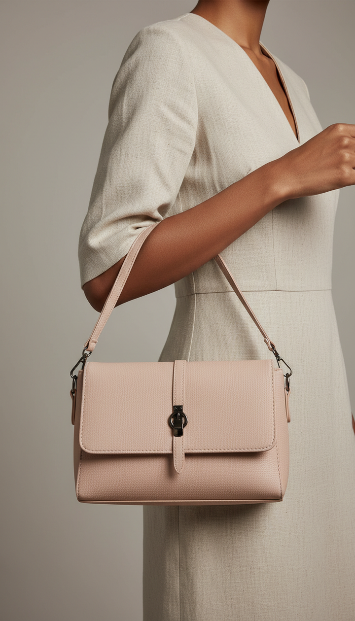 Beige Formal Shoulder Bag For Ladies P36546