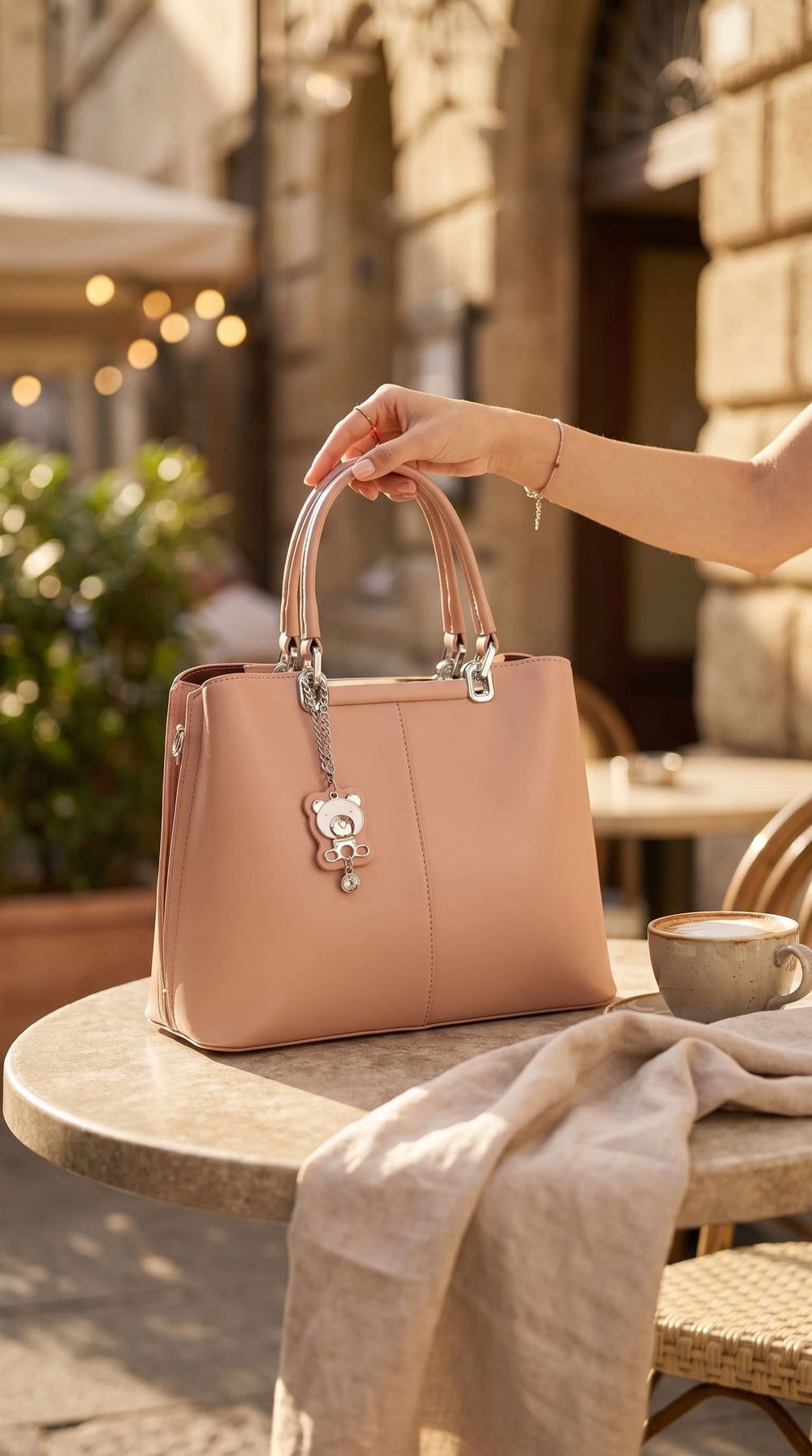 Beige Formal Hand Bag For Ladies P36560