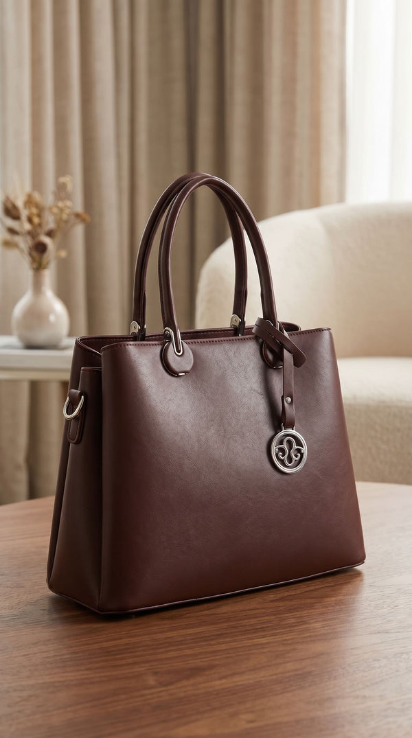 Coffee Formal Hand Bag For Ladies P36561