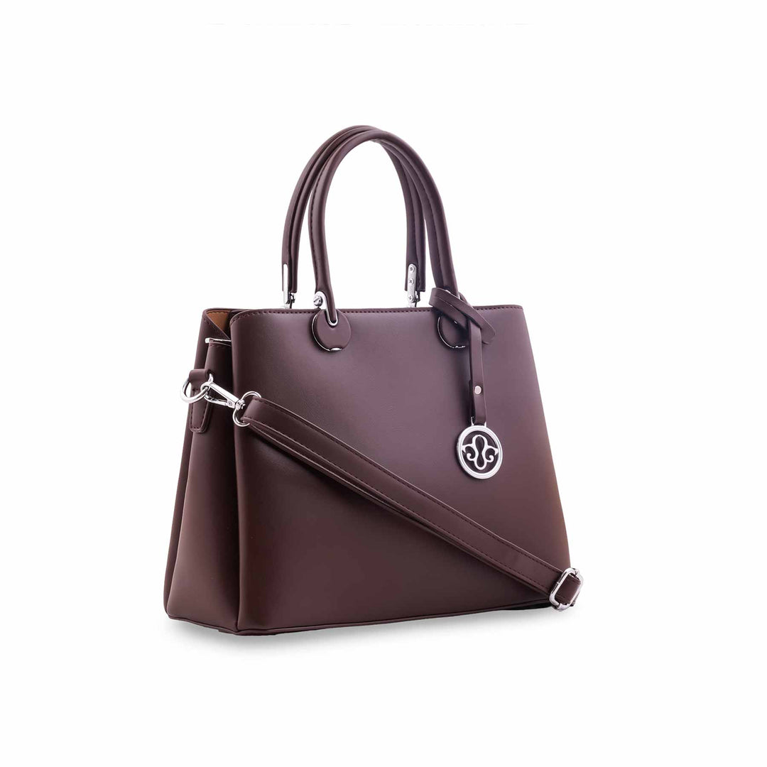 Coffee Formal Hand Bag For Ladies P36561