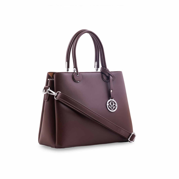 Coffee Formal Hand Bag For Ladies P36561