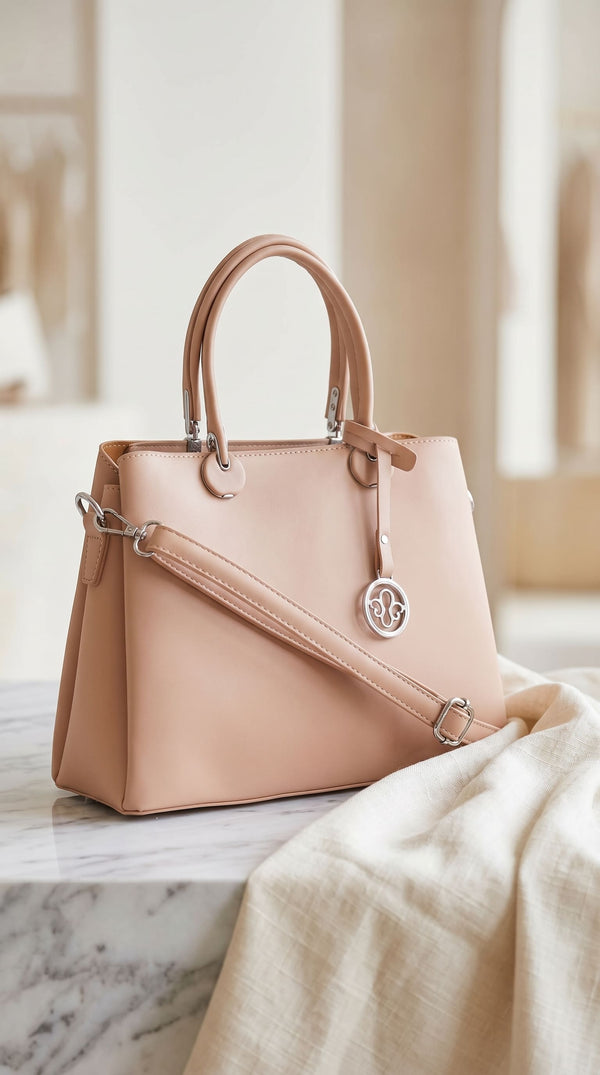 Beige Formal Hand Bag For Ladies P36561