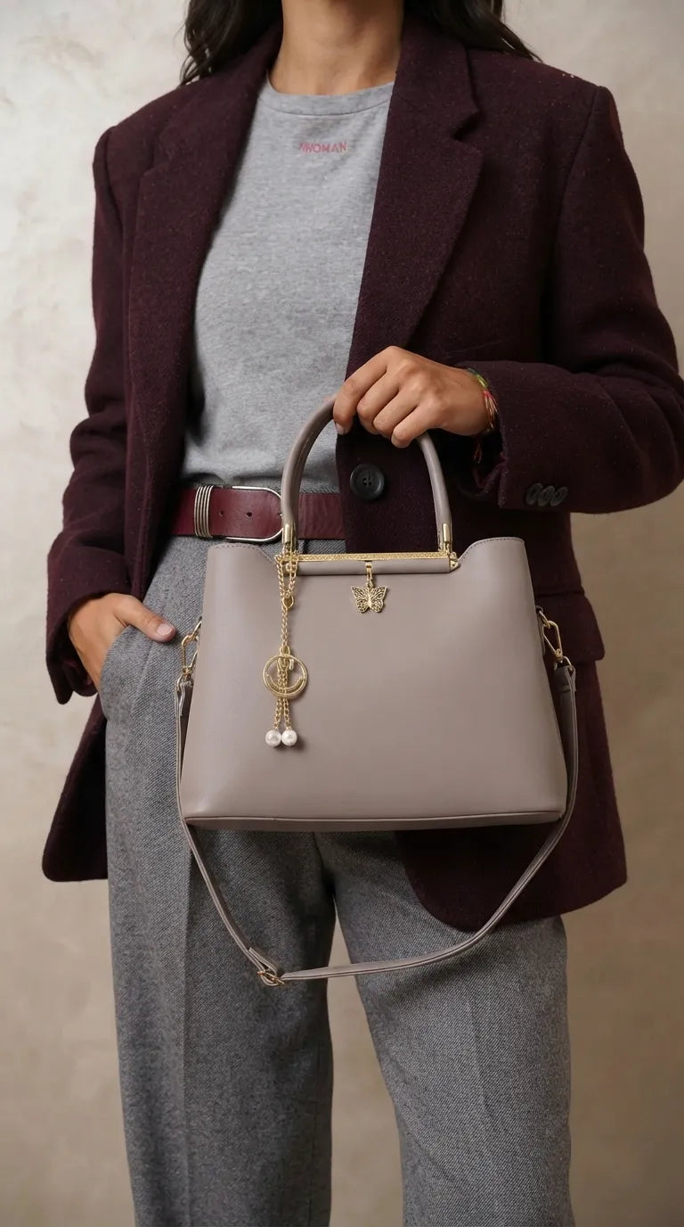 Grey Formal Hand Bag For Ladies P36570