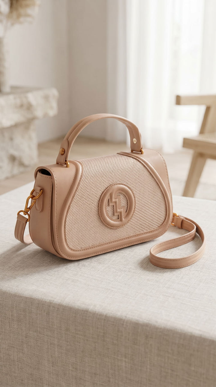 Beige Formal Shoulder Bag For Ladies P36586