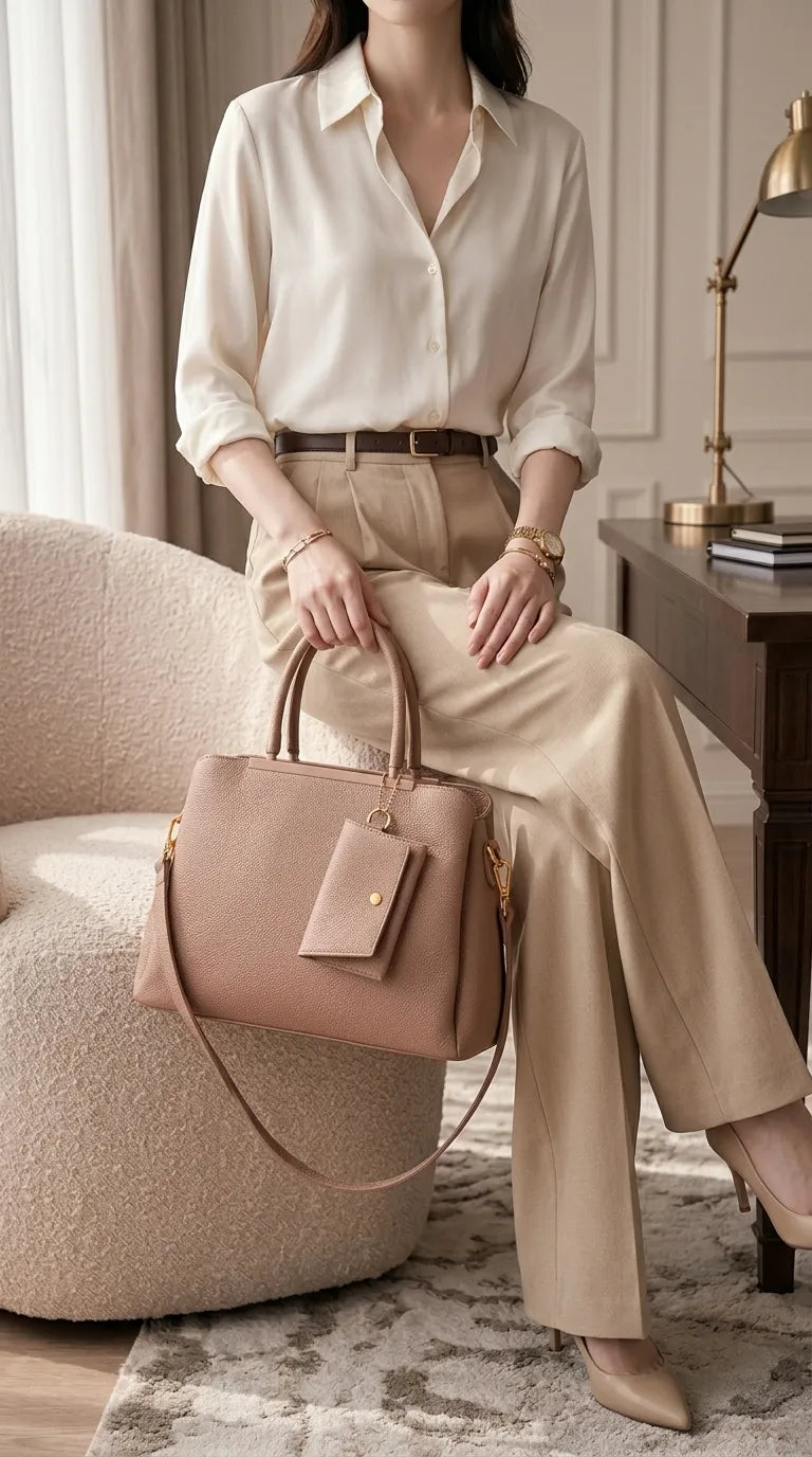 Fawn Formal Hand Bag For Ladies P36597