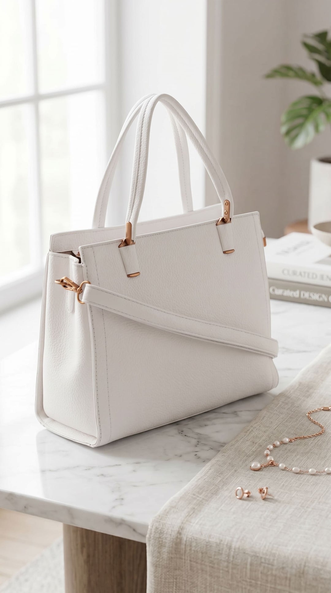White Formal Hand Bag For Ladies P36600