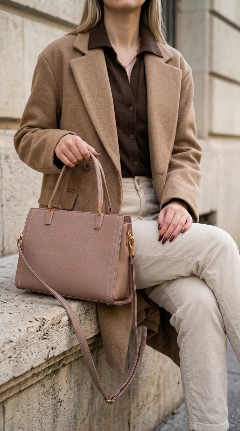 Beige Formal Hand Bag For Ladies P36600