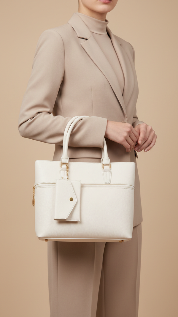 Beige Formal Hand Bag For Ladies P36604