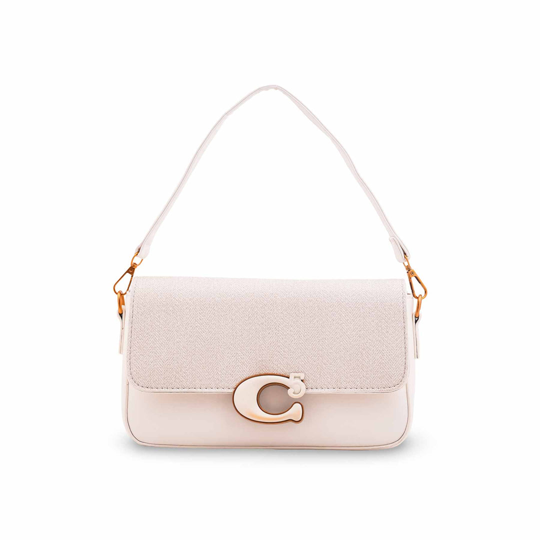 Beige Formal Shoulder Bag For Ladies P36608