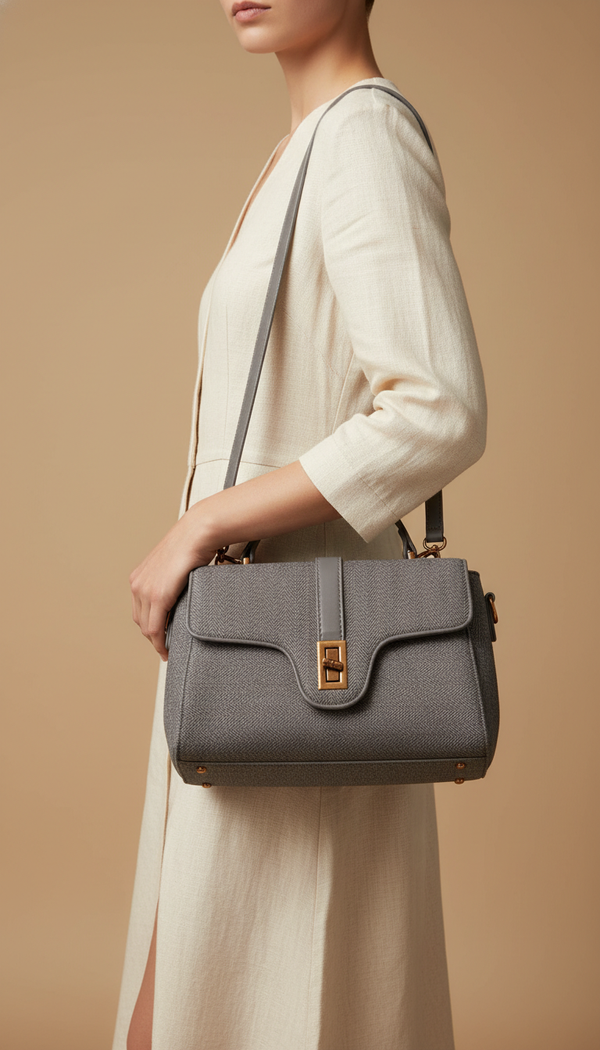Grey Formal Hand Bag For Ladies P36611