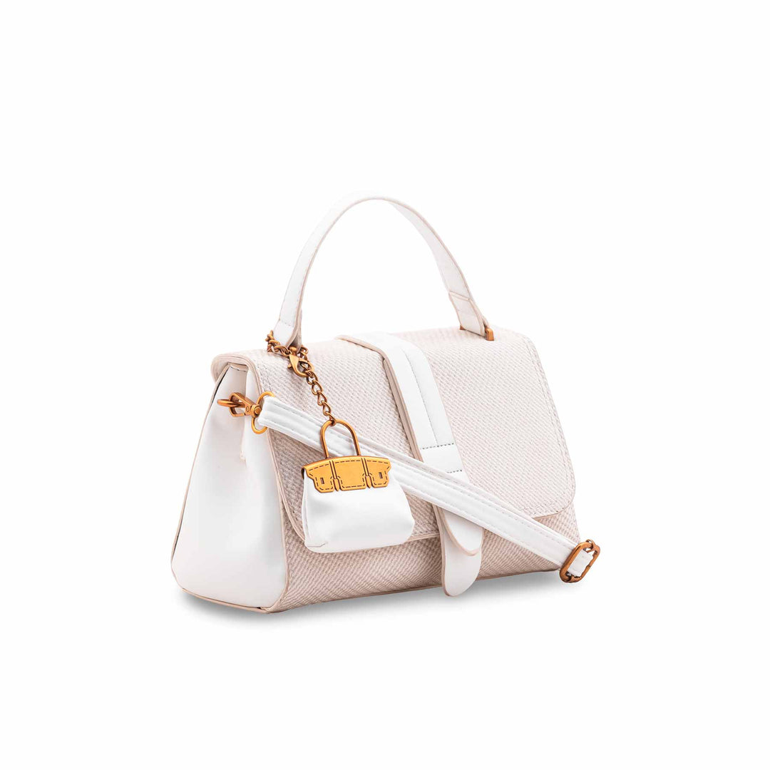 White Formal Hand Bag For Ladies P36612