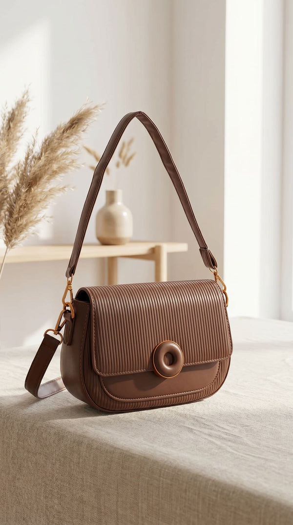 Coffee Formal Shoulder Bag For Women P36615