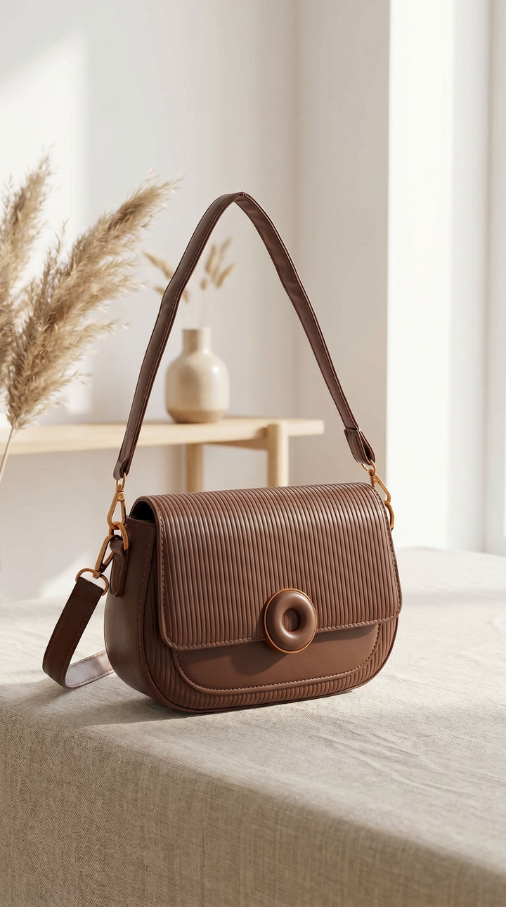 Coffee Formal Shoulder Bag For Women P36615