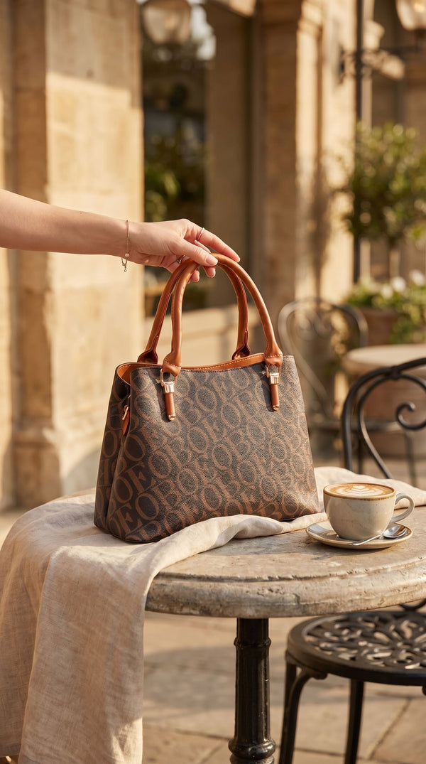 Coffee Formal Hand Bag For Ladies P36623