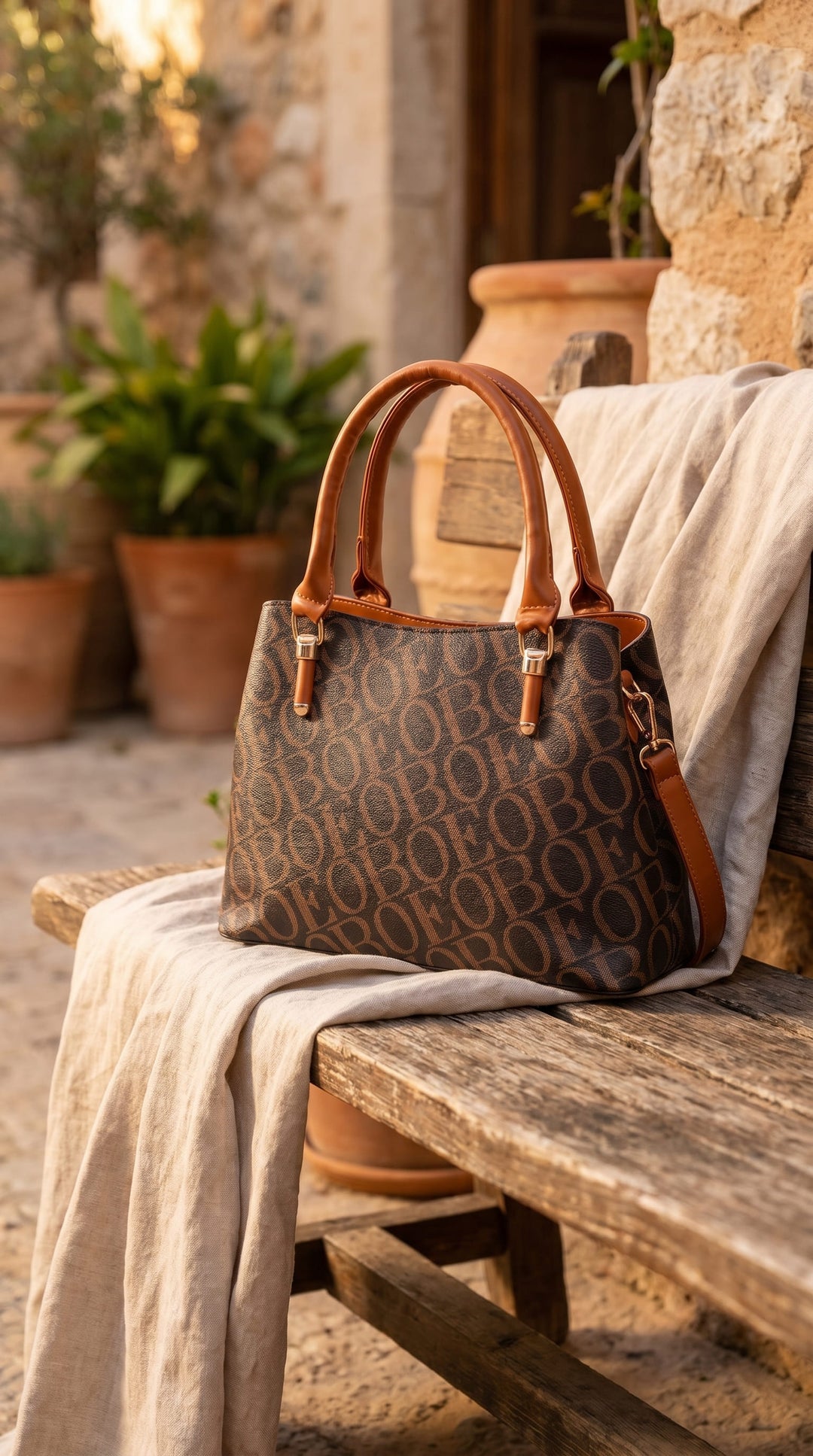 Coffee Formal Hand Bag For Ladies P36623