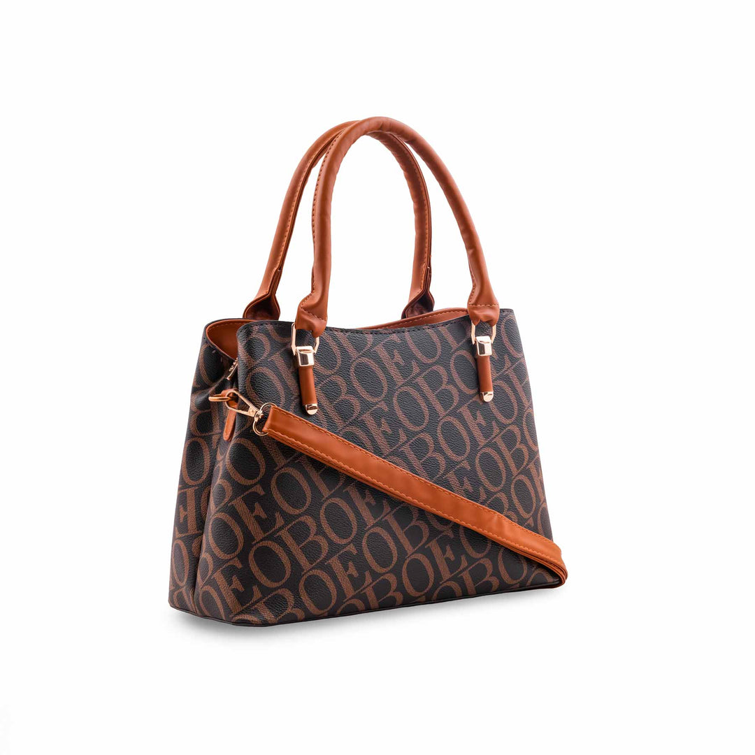 Coffee Formal Hand Bag For Ladies P36623