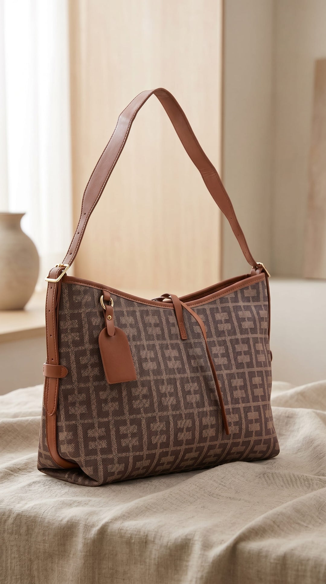 Beige Formal Shoulder Bag For Ladies P36639