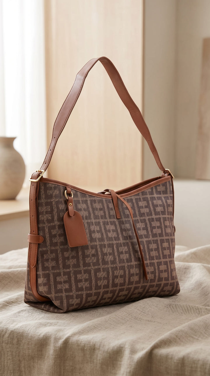 Beige Formal Shoulder Bag For Ladies P36639