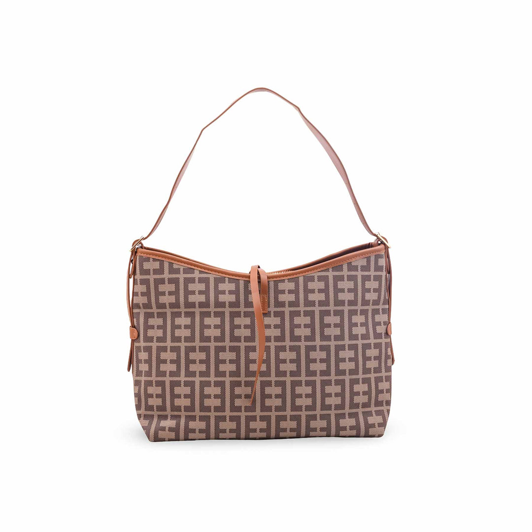 Beige Formal Shoulder Bag For Ladies P36639