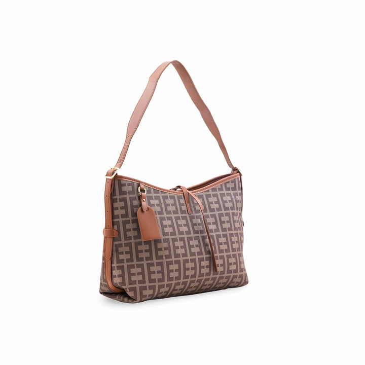 Beige Formal Shoulder Bag For Ladies P36639