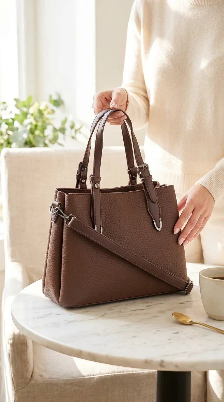 Coffee Formal Hand Bag For Women P36649