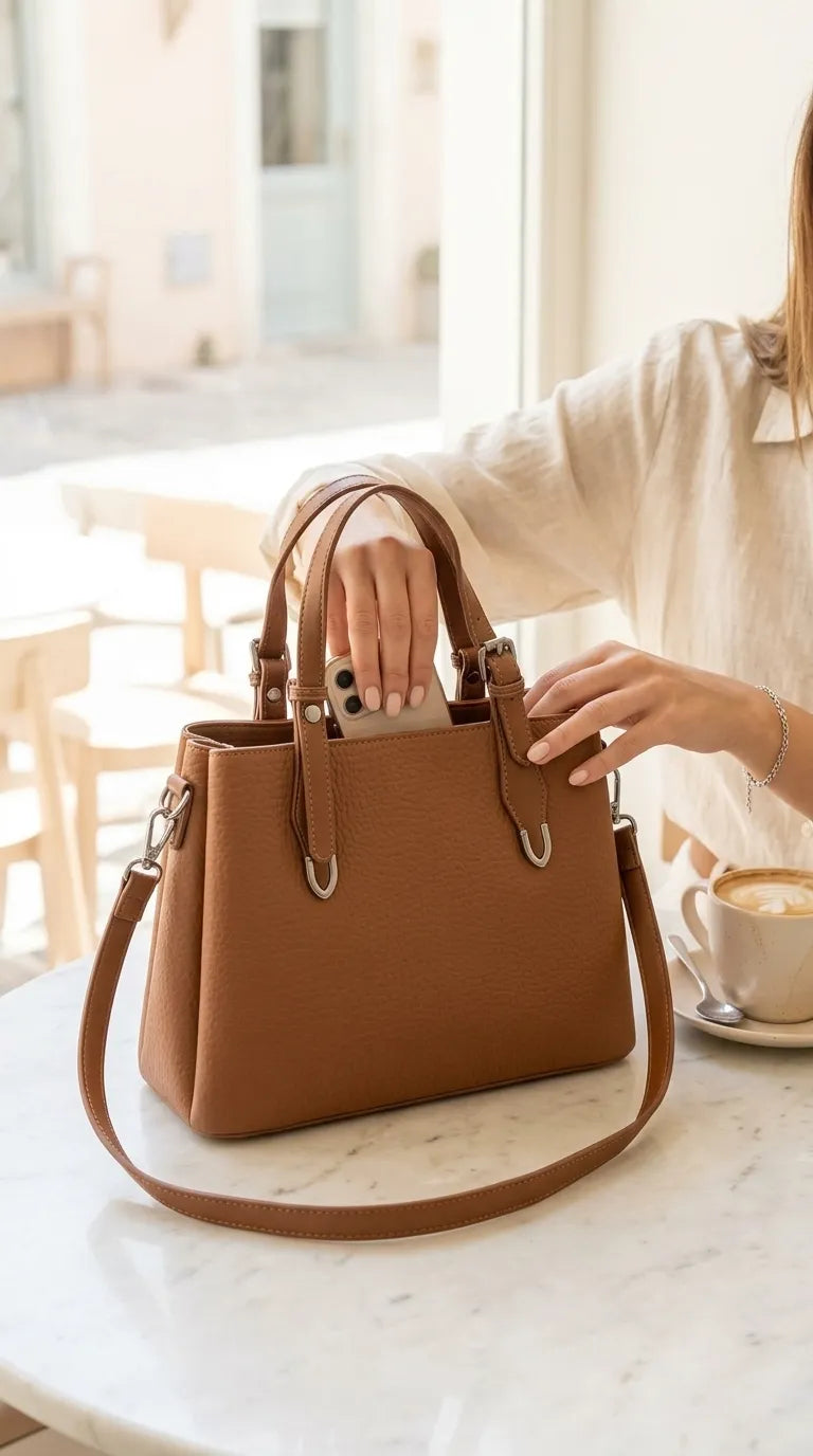 Khaki Formal Hand Bag For Women P36649