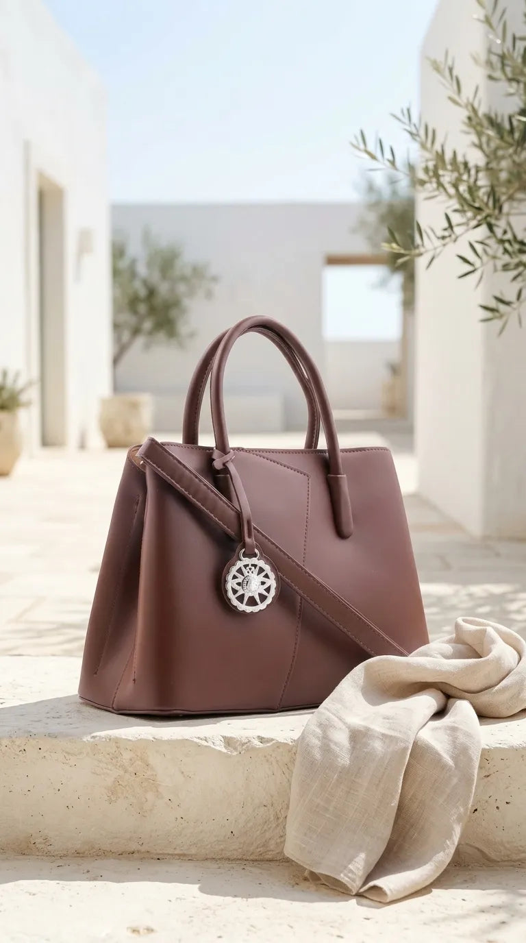 Coffee Formal Hand Bag For Women P36650